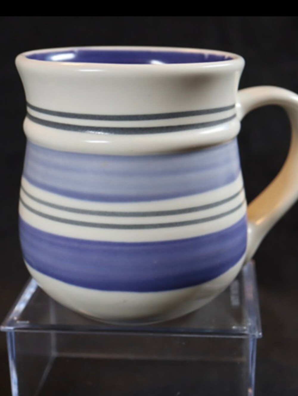 Pfalzgraff Rio Cream & Blue Striped Bands Stoneware Coffee/Tea Mug